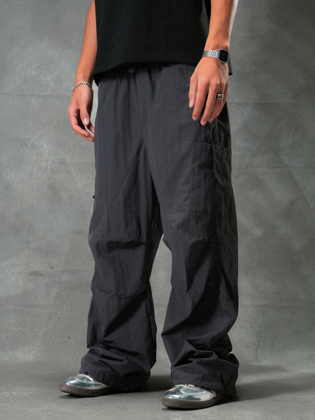 Grey Parachute Pants