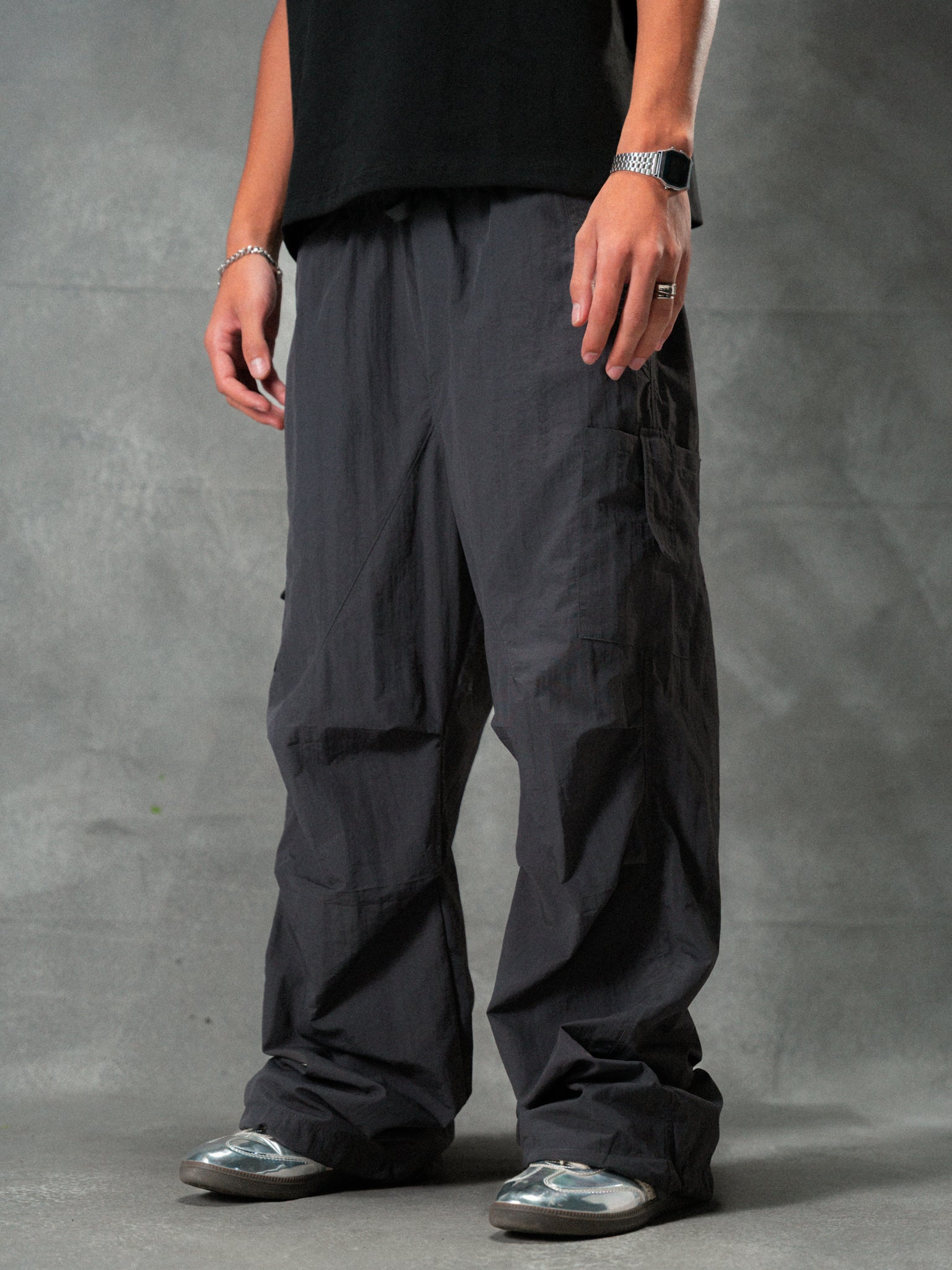 Grey Parachute Pants