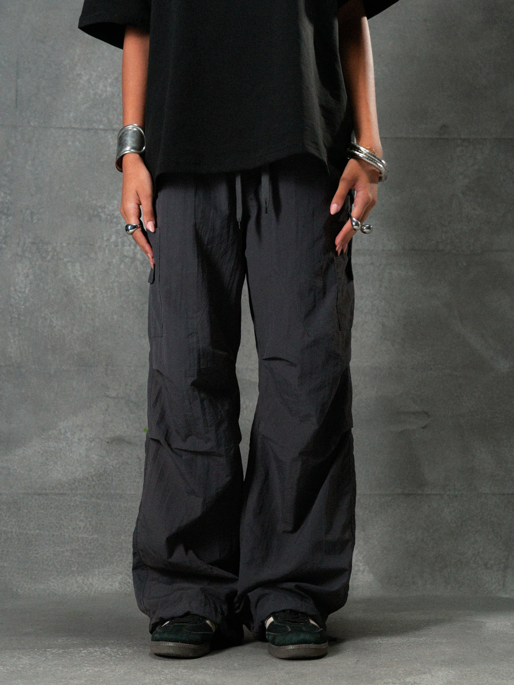 Grey Parachute Pants